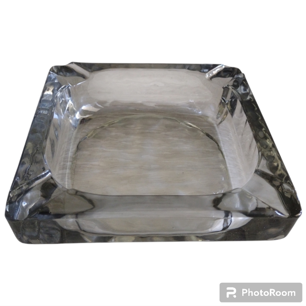 Vintage 60s Smoked Pebble Glass Ashtray Mid-Century Modern Decor